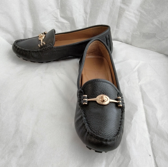 Coach Black Pebbled Leather Arlene Turn Lock Loafer Flats Size 6B - Picture 16 of 16